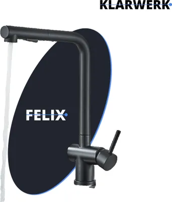 Produktbild von FELIX| Premium Edelstahl ausziehbare Küchenarmatur Schwarz matt | Mischbatterie gerader Auslauf | Wasserhahn Gastro Hochdruck 360° 2 Anschlüsse