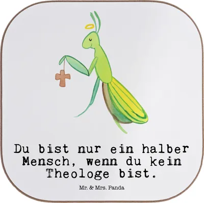 Produktbild von Mr. & Mrs. Panda Untersetzer für Gläser Theologe Herz - Weiß - Geschenk, Glas, gläseruntersetzer, Tasse, Coaster