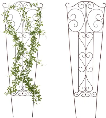Obrázok produktu pre Relaxdays oporná mreža, sada 2 ks, V x Š: 115 x 38 cm, kov, opora pre popínavé rastliny, záhrada, opora pre ruže, hnedá