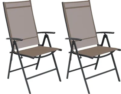 2er Garten Klappstuhl Gartenstuhl Textilen Anthrazit Schokobraun 7 Pos
