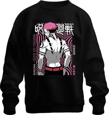 Produktbild von Sukuna Jujutsu Kaisen King of Curses Anime Ästhetik Villain Retro Uni Sweatshirt Pullover, Schwarz, M