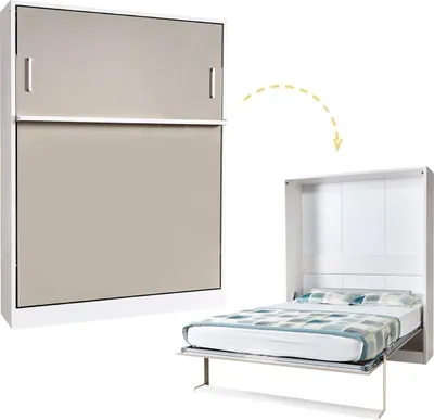 Produktbild von Multimo ROYAL Wandbetten DOUBLE / QUEEN : Liegefläche 160 x 200 cm Weiß Hochglanz / Weiß Matt Größe: Liegefläche 160 x 200 cm Farbe: Weiß Hochglanz / Weiß Matt