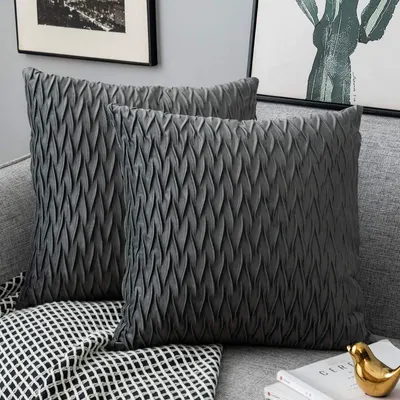 Produktbild von Set aus 2 Kissenbezügen – Weiches Samt – Grau – 45x45 cm