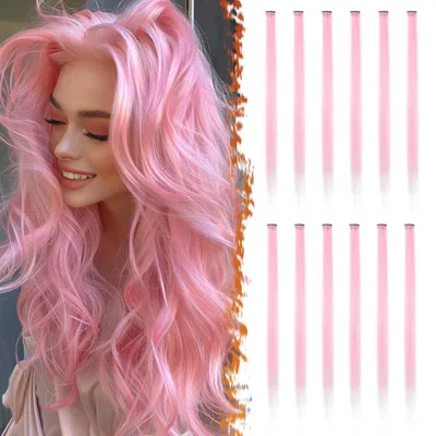 Produktbild von Haarverlängerungen Clip-in 12 Stück Hellrosa 21 Zoll Glatt