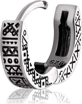 Produktbild von Einzel 12mm Keltische vierkant Creole 925 Sterling Silber Gothic Bali Ohrring