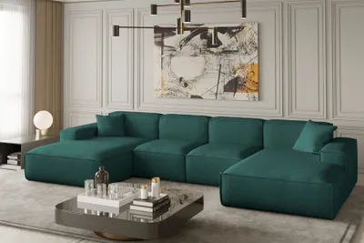 Produktbild von Wohnlandschaft U-Form CELES XS in Stoff Opera Velvet Petrol