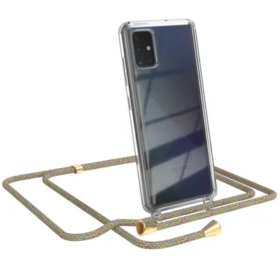 Produktbild von EAZY CASE Handykette kompatibel mit Samsung Galaxy A51, Handyhülle mit Umhängeband, Handykordel, Schutzhülle Clear, Band in Bunt