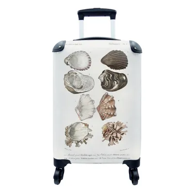 Produktbild von MuchoWow® Koffer Handgepäck Trolley Rollkoffer Kleine Reisekoffer mit 4 Rollen - Muschel - Vintage - Meer - Cabin Size < 55x40x23 cm & 55x40x20 cm - Fotokoffer - Kabinenkoffer - Boardgepäck - Reise-Box - Reisekoffer - Reisegepäck - Koffer mit Bild - Trolley für Kinder
