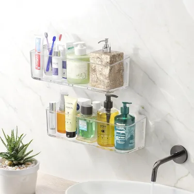 Produktbild von Duschregal ohne Bohren - Badezimmer Organizer - 2 Stück - transparent