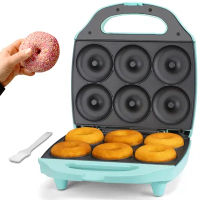 Mini Donut Maker, 6 x 7,5 cm, Antihaft, 900 W, Aqua