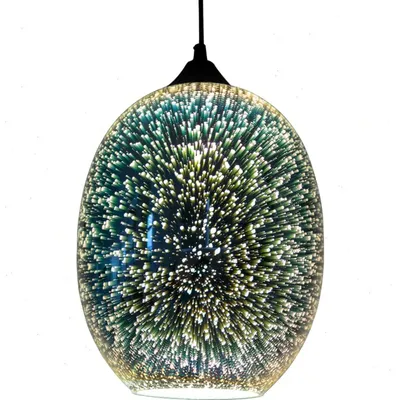 Immagine prodotto di Lampada a sospensione in cristallo - Lampada a sospensione in vetro 3D - Attacco E27, 220V - Dipinta a mano, design moderno - Senza lampadina - 22x32 cm - Argento