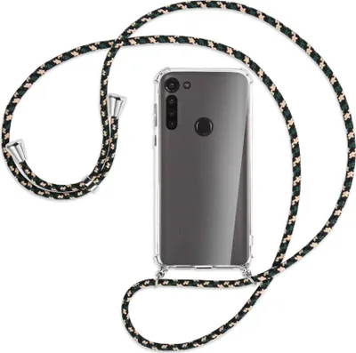 Produktbild von Handykette Backcover-Schutzhülle mit Band (Metall silberfarben) für Motorola Moto G8 Power - camouflage