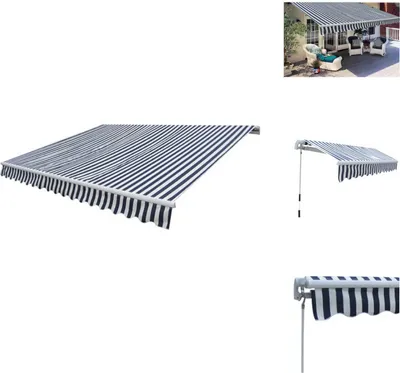 Produktbild von vidaXL Gelenkarmmarkise Handbetrieben 300 cm Blau/Weiß -  Markisen