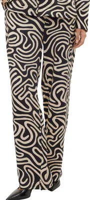 Produktbild von Vero Moda Vigdis Damen High-Waist Regular Fit Hose, Allover-Print schwarz-weiß