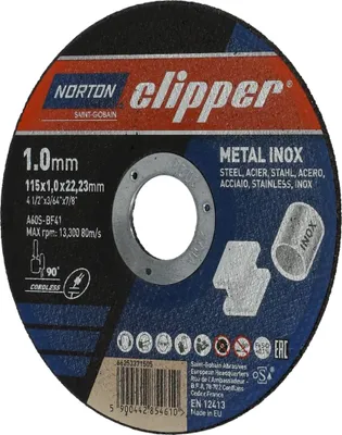 Image de Disque à tronçonner Norton Clipper (D115x1,0mm Type 41 / Métal Inox 13300 min-1) - 66252845192