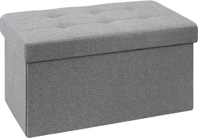 Produktbild von Faltbare Ledersitzbank mit Speicherkompartiment, grau, 76 x 38 x 38 cm