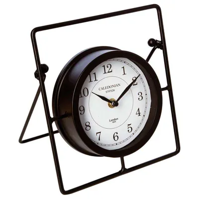Obrázok produktu pre Kovové hodiny stolové hodiny v loftovom štýle kovové biele čierne 21cm