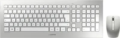 Produktbild von CHERRY DW 8000, Volle Größe (100%), Kabellos, RF Wireless, QWERTY, Silber, Weiß, Maus enthalten