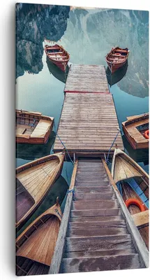 Produktbild von Bild auf Leinwand - Leinwandbild - Berge Boot Wasser - 55x100cm - Wand Bild - Wanddeko - Wandbilder - Leinwanddruck - Bilder - Kunstdruck - Wanddekoration - Leinwand bilder - Wandkunst - PA55x100-3971