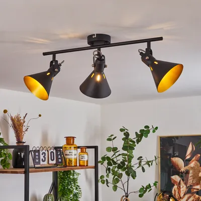 Produktbild von Pratomagno »Pratomagno« Deckenlampe, Metall, Schwarz/Goldfarben