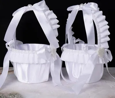 Produktbild von Weiße Hochzeitskorb mit Griff für Hochzeitszeremonie - 02