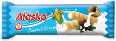 Obrázok produktu pre KUKURIČNÉ RÚRKY S KOKOSOVÝM KRÉMOM, BEZLEPKOVÉ 18 g - ALAŠKA