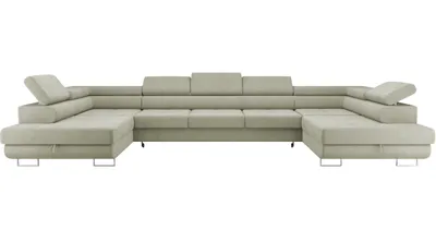 Produktbild von Ecksofa mit Schlaffunktion und Bettkasten PASTI XXL U-Form, Couch, Eckcouch für Ihr Wohnzimmer, Hellgrau