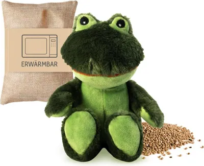 Produktbild von Habibi Plush Premium MIDI Deluxe Frosch Wärmekissen Plüschtier mit Wärmefunktion Heizbares Stofftier Wärmeplüschtier