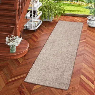 Produktbild von Hochflor Velours Läufer Teppich Mona Taupe, Größe:100x400 cm
