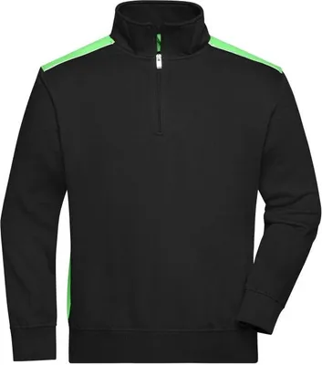 Produktbild von Workwear Half-Zip Sweat - COLOR - black/lime-green, Gr. L