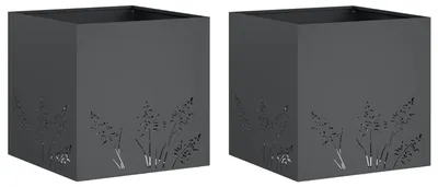 Image de vidaXL Jardinières pour plantes, lot de 2, anthracite, 50 x 50 x 49 cm