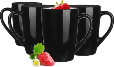 Zdjęcie produktu dla Szklanki czarne Ala GLASMARK zestaw 4szt kubki kawę latte 300ml