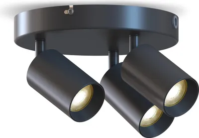 Produktbild von Calex LED Deckenlampe, 3-flammig GU10 Spots, Deckenstrahler, Schwenkbar, Rund, Schwarz & Gold