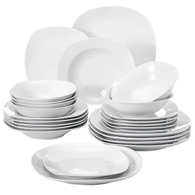 Obrázek produktu pro 24dílná porcelánová jídelní souprava, vhodná pro 6 osob, vhodná do mikrovlnné trouby a myčky nádobí