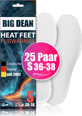 Produktbild von BigDean 25 Paar Fußwärmer – Sohlenwärmer für Schuhgröße 36-38 8h Wärme