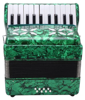 Zdjęcie produktu dla Akordeon 22-klawiszowy, 8-basowy, z obudową z celuloidu, instrument muzyczny, zabawka, zielony, idealny do użytku domowego i występów scenicznych
