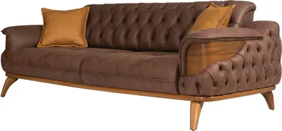 Produktbild von Dreisitzer Sofa Luxus Sitzer Chesterfield Leder Braun Design Wohnzimmer
