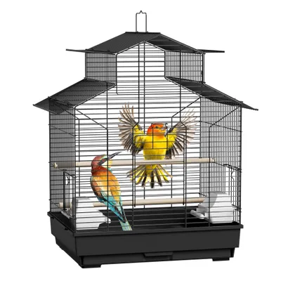 Produktbild von JOIEYOU Metall Vogelkäfige Wellensittich Käfig mit Ausruhen Holzstab Nymphensittiche Vogelbauer 46x36x62cm Tragbare Vogelvoliere mit Futtertrog & Herausnehmbares Tablett für Ziervögel