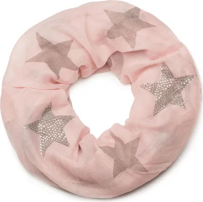 Produktbild von styleBREAKER Loop Schal mit Sterne Muster und edler Strass Applikation, Schlauchschal, Tuch, Damen 01018086