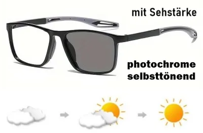 Produktbild von GKA Sonnenbrille mit Sehstärke 2,5 Lesebrille selbsttönend Photochrome Brille mit Vollrahmen für Damen und Herren