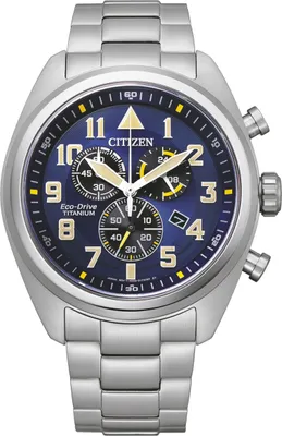 Produktbild von AT2480-81L Eco-Drive Herren Chronograph Titan blaues Ziffernblatt 44mm