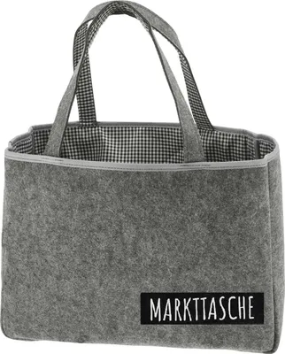 Produktbild von Einkaufstasche Filz Markttasche Applikation (Druckschrift) mit Reißverschluss