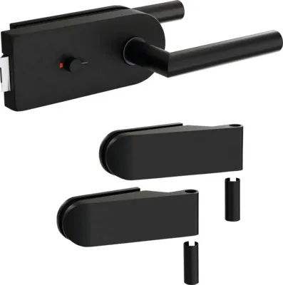 Produktbild von Pertura Glastürbeschlag Jonte Studio WC Schwarz inkl. 2 Rahmenteile für Holzzargen