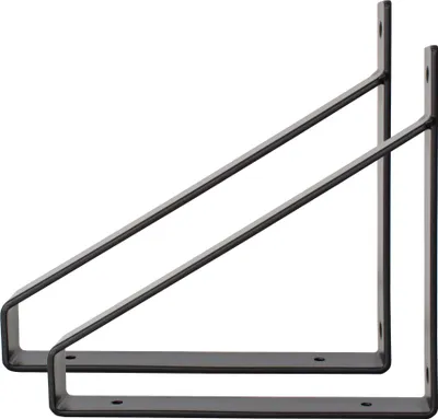 Zdjęcie produktu dla Natural Goods Berlin Wspornik półki BERLIN-MITTE, wspornik półki, wspornik półki, półka ścienna, wspornik ścienny, czarny, do półki 200 mm, 2 szt