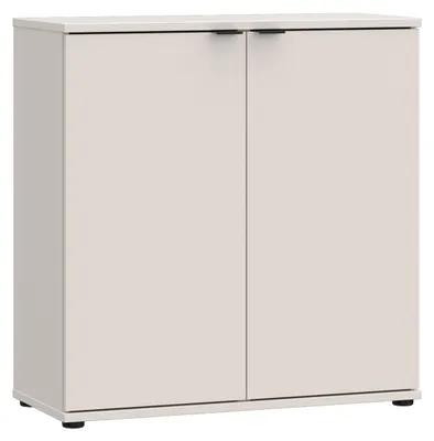 Produktbild von Forte GANYMEDE Kommode 80, minimalistische Kommode, 2-türig, Holzwerkstoff, Wohn-/Schlafzimmer, Kaschmir Beige, 80,1 cm breit x 82,3 cm hoch x 34,1 cm tief