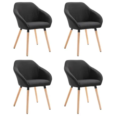 Image de vidaXL Chaise de salle à manger 4 pcs. tissu noir