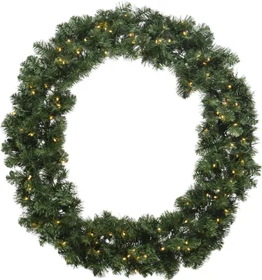 Image de Couronne de sapin artificielle 50cm avec lumières LED vert / blanc chaud