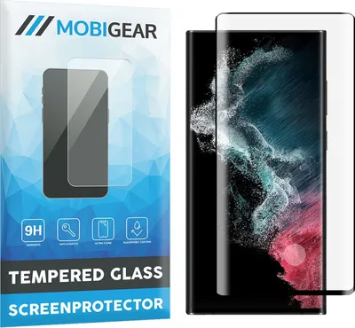 Produktbild von Mobigear Premium Samsung Galaxy S22 Ultra Panzerglas Gehärtetes Glas Displayschutz - Hüllenfreundlich - Schwarz