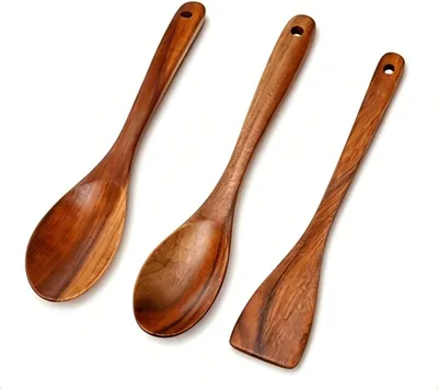 Imagen del producto de Juego de cucharas de madera, de 3 piezas, de 30 cm, para la cocina