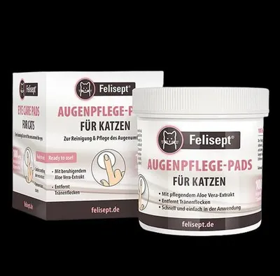 Produktbild von Felisept Augenpflege-Pads für Katzen, 100 Stück, mit Aloe Vera, zur Reinigung des Augenumfelds